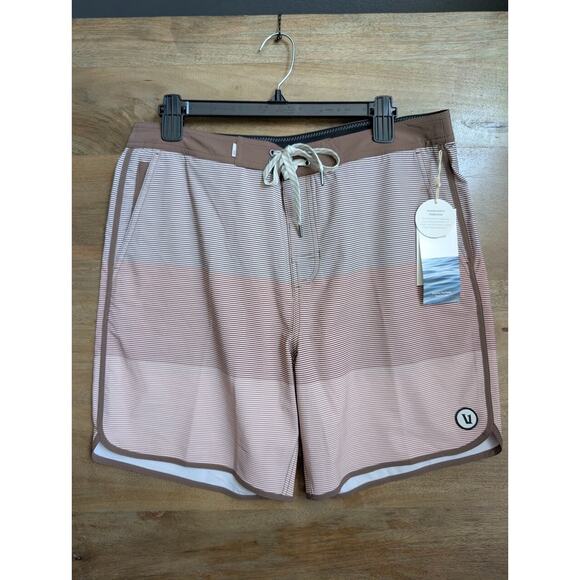 Vuori Cruise Boardshorts Mens Size 28 Clove Wave Stripe Swim Trunks Beach - Picture 1 of 3